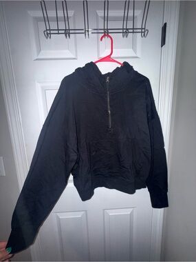 JoyLab Black Hooded Half-Zip Pullover